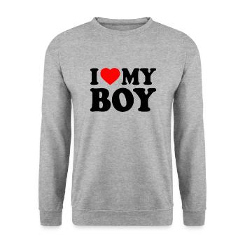 I love my boy - Unisex Sweatshirt - salt & pepper - Front - Alina (178cm) & Michal (187cm)
