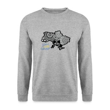 Soutenez l’Ukraine. Carte ukrainienne . Mandala - Sweat-shirt Unisexe - gris chiné - Devant - Alina (178cm) & Michal (187cm)