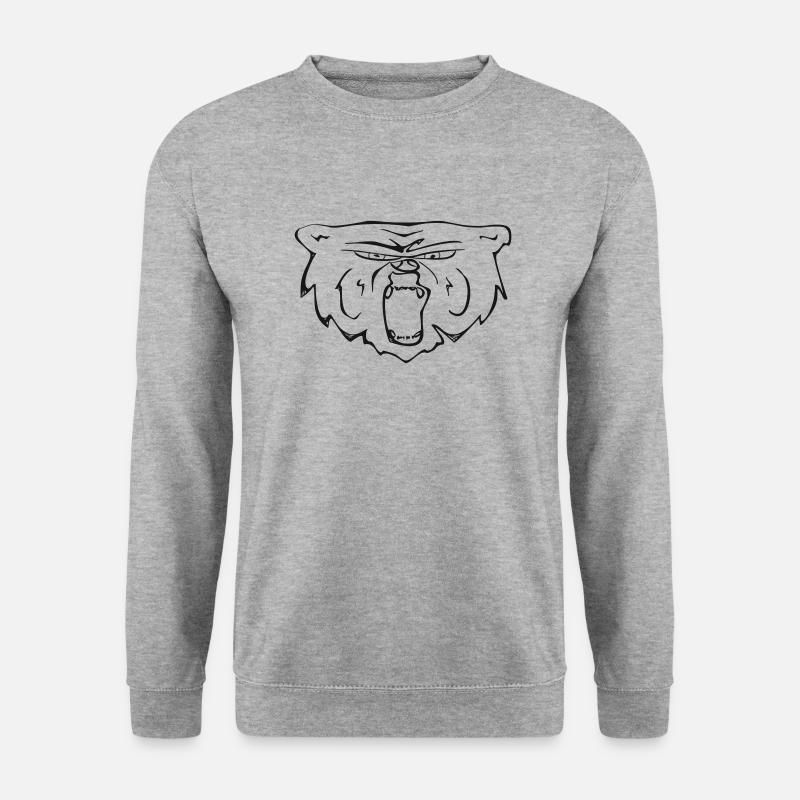Bär linienförmig - Unisex Pullover - Weißgrau meliert