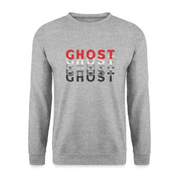 Modern Ghost Geist Halloween T Shirt - Unisex Pullover - Weißgrau meliert - Vorne - Alina (178cm) & Michal (187cm)