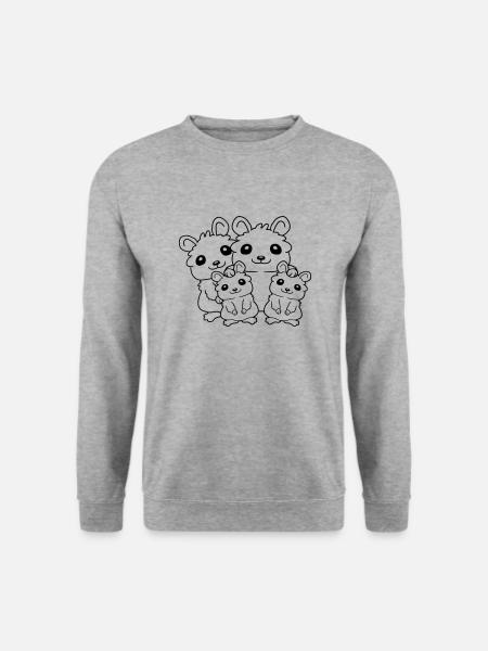 Papa Mama Kinder Hamster - Unisex Pullover - Weißgrau meliert