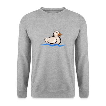 entlein - Unisex Pullover - Weißgrau meliert - Vorne - Alina (178cm) & Michal (187cm)