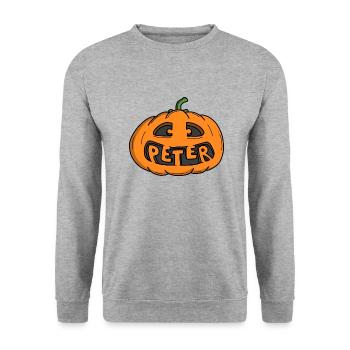 Peter Halloween Pumpkin - Unisex Sweatshirt - salt & pepper - Front - Alina (178cm) & Michal (187cm)