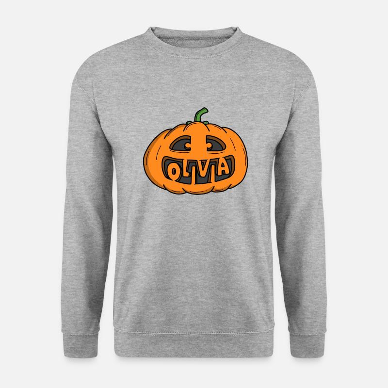 Olivia Halloween Kürbis - Unisex Pullover - Weißgrau meliert