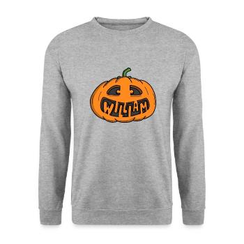 William Halloween Pumpkin - Unisex Sweatshirt - salt & pepper - Front - Alina (178cm) & Michal (187cm)