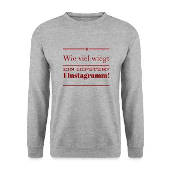Wie viel wiegt ein Hipster? 1 Instagramm! NEU NEW - Unisex Pullover - Weißgrau meliert - Vorne - Alina (178cm) & Michal (187cm)