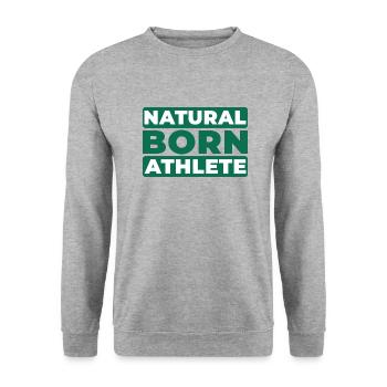 Natural Born Athlete - Unisex Pullover - Weißgrau meliert - Vorne - Alina (178cm) & Michal (187cm)