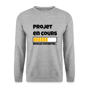 Projet en cours... - Sweat-shirt Unisexe - gris chiné - Devant - Alina (178cm) & Michal (187cm)