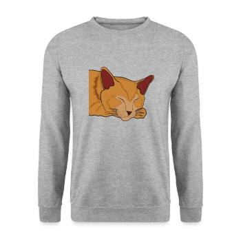 Cadeau d’illustration de chat endormi - Sweat-shirt Unisexe - gris chiné - Devant - Alina (178cm) & Michal (187cm)