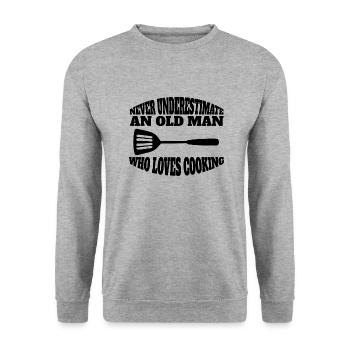 Kochen lustige Bäcker Geschenk Hobbykoch Koch - Unisex Pullover - Weißgrau meliert - Vorne - Alina (178cm) & Michal (187cm)