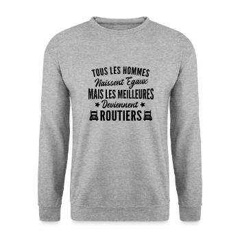 les meilleurs deviennent routiers / humour routier - Sweat-shirt Unisexe - gris chiné - Devant - Alina (178cm) & Michal (187cm)