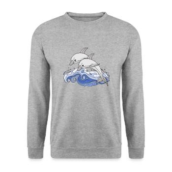 Delphine - Unisex Pullover - Weißgrau meliert - Vorne - Alina (178cm) & Michal (187cm)