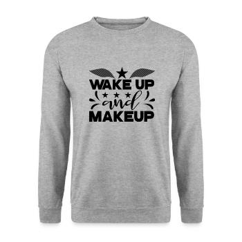 Wake Up and Makeup - Unisex Sweatshirt - salt & pepper - Front - Alina (178cm) & Michal (187cm)