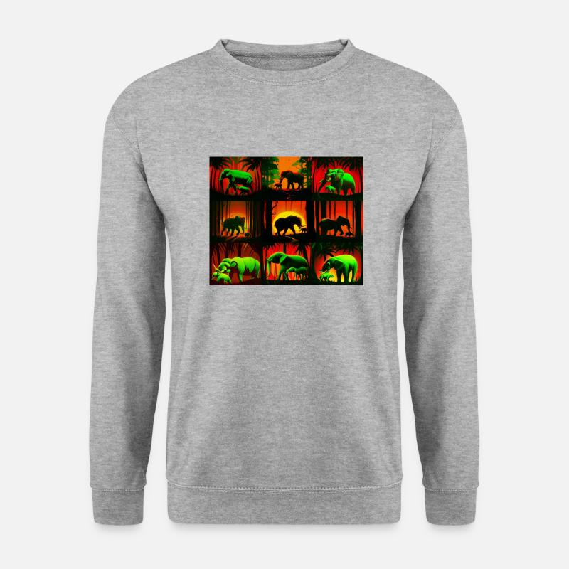 Elephants Pattern Design - Red/Green - Unisex Sweatshirt - salt & pepper