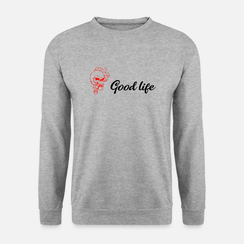 Good life in Black - Unisex Pullover - Weißgrau meliert