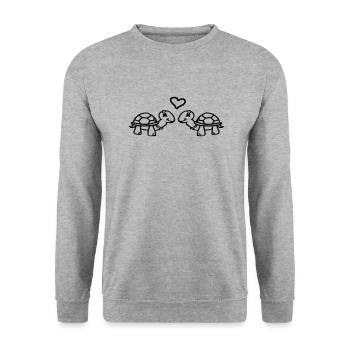Turtles with heart - Unisex Sweatshirt - salt & pepper - Front - Alina (178cm) & Michal (187cm)