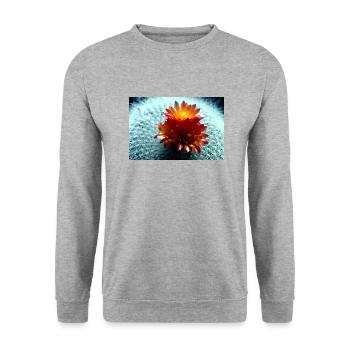 Blühender Kaktus - Unisex Pullover - Weißgrau meliert - Vorne - Alina (178cm) & Michal (187cm)