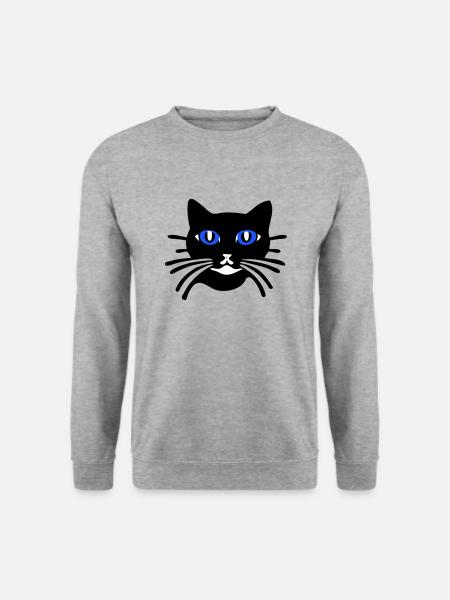 Katze cartoon (Farben personalisierbar) - Unisex Pullover - Weißgrau meliert