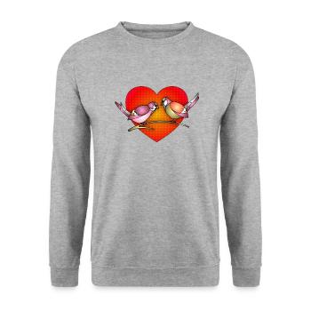 Oiseaux - Sweat-shirt Unisexe - gris chiné - Devant - Alina (178cm) & Michal (187cm)