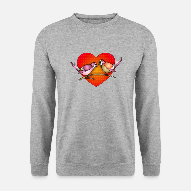 Vögel - Unisex Pullover - Weißgrau meliert