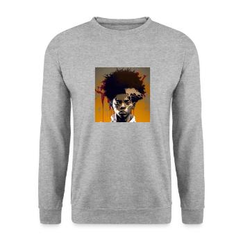 Mensch, Blick, Graffiti, Böser Blick, Haare - Unisex Pullover - Weißgrau meliert - Vorne - Alina (178cm) & Michal (187cm)