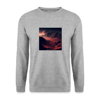 Berglandschaft, Berg, Sonnenuntergang, Mond, Welt - Unisex Pullover - Weißgrau meliert - Vorne - Alina (178cm) & Michal (187cm)
