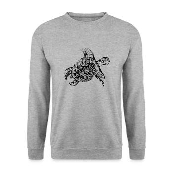 Smiling Tortuga | Smiling turtle - Unisex Sweatshirt - salt & pepper - Front - Alina (178cm) & Michal (187cm)