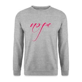 NOPE - sei kein ja-Sager! - Unisex Pullover - Weißgrau meliert - Vorne - Alina (178cm) & Michal (187cm)