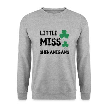 little miss shenanigans st patricks day kids girls - Sweat-shirt Unisexe - gris chiné - Devant - Alina (178cm) & Michal (187cm)