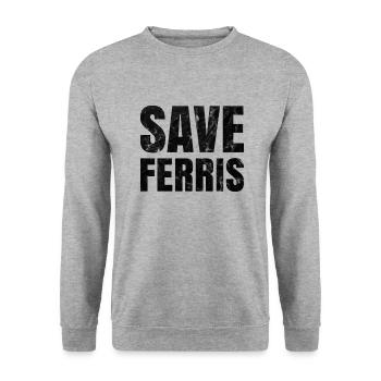 Distressed Save Ferris T Shirt - Unisex Sweatshirt - salt & pepper - Front - Alina (178cm) & Michal (187cm)