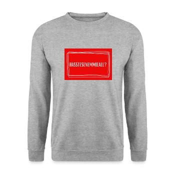 Hässtesenemmieall - Köln Kölsch Kölle Rheinland - Unisex Pullover - Weißgrau meliert - Vorne - Alina (178cm) & Michal (187cm)