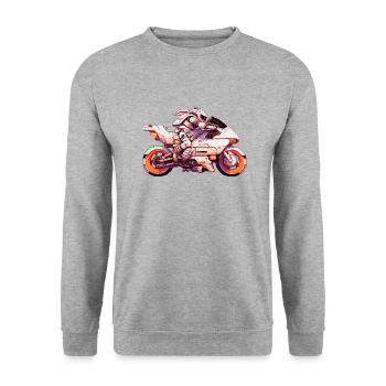 Motorcycle racing machine in the future with driver - Unisex Sweatshirt - salt & pepper - Front - Alina (178cm) & Michal (187cm)