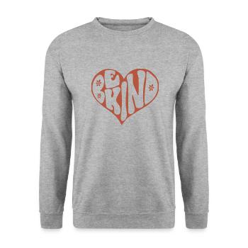 Be Kind Funny Heart - Unisex Pullover - Weißgrau meliert - Vorne - Alina (178cm) & Michal (187cm)