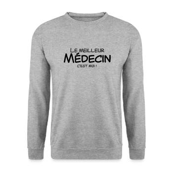 Le meilleur médecin c'est moi - Sweat-shirt Unisexe - gris chiné - Devant - Alina (178cm) & Michal (187cm)