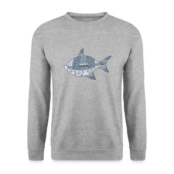 Poisson - Sweat-shirt Unisexe - gris chiné - Devant - Alina (178cm) & Michal (187cm)