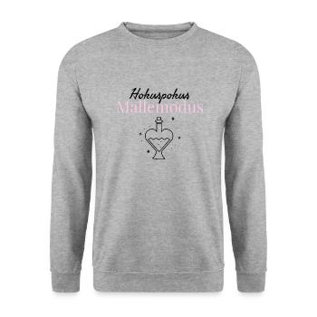 Hokuspokus Malle-Modus - Unisex Pullover - Weißgrau meliert - Vorne - Alina (178cm) & Michal (187cm)