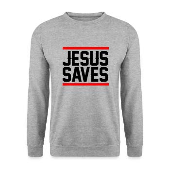 Jésus sauve - Sweat-shirt Unisexe - gris chiné - Devant - Alina (178cm) & Michal (187cm)