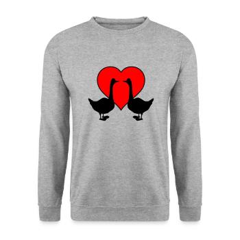 Goose Love 02 - Unisex Sweatshirt - salt & pepper - Front - Alina (178cm) & Michal (187cm)