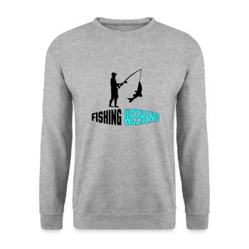 fishing weekend 002 - Unisex Pullover - Weißgrau meliert - Vorne - Alina (178cm) & Michal (187cm)