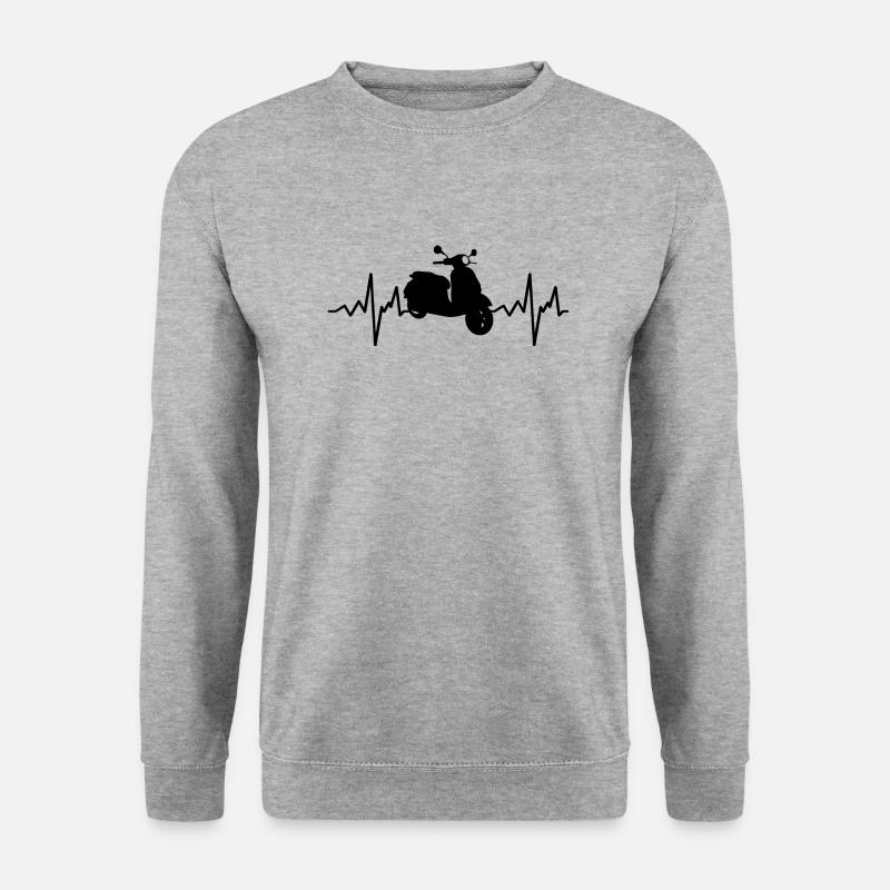 Moped Motorroller Herzschlag - Unisex Pullover - Weißgrau meliert