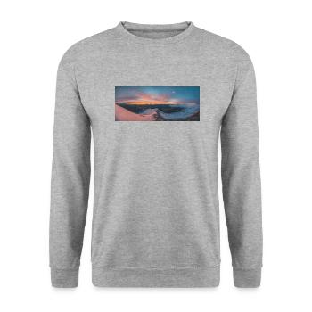 Lever de soleil alpin sur les montagnes Agrafa - Sweat-shirt Unisexe - gris chiné - Devant - Alina (178cm) & Michal (187cm)