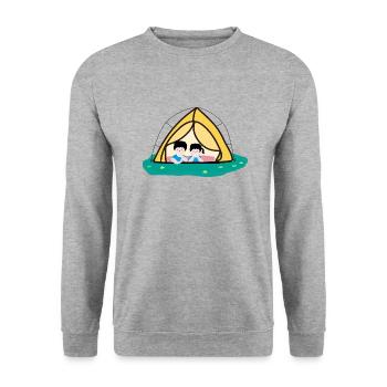 Campingplätze7 - Unisex Pullover - Weißgrau meliert - Vorne - Alina (178cm) & Michal (187cm)