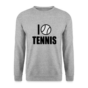 I love Tennis - Unisex Sweatshirt - salt & pepper - Front - Alina (178cm) & Michal (187cm)