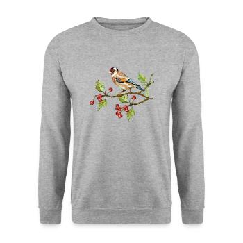 Bunter Vogel - Unisex Pullover - Weißgrau meliert - Vorne - Alina (178cm) & Michal (187cm)