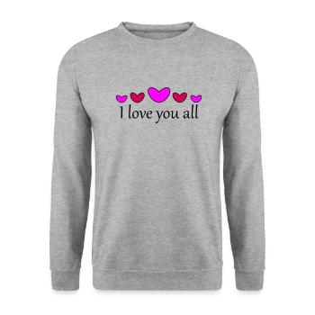 Je vous aime tous - Sweat-shirt Unisexe - gris chiné - Devant - Alina (178cm) & Michal (187cm)