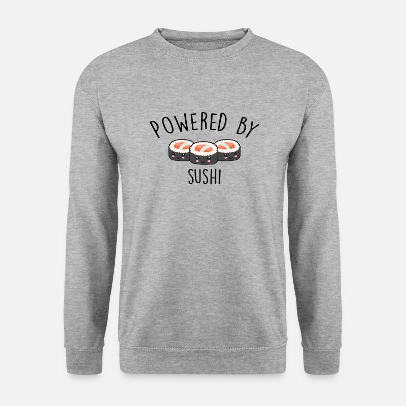 Powered by Sushi - Unisex Pullover - Weißgrau meliert