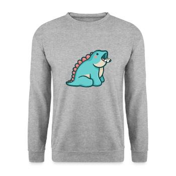 hugadino flower for you, dino, cute dinosaur - Unisex Sweatshirt - salt & pepper - Front - Alina (178cm) & Michal (187cm)