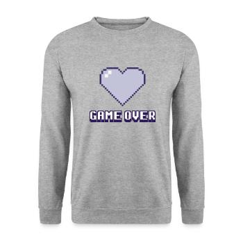 Game Over Coeur violet - Sweat-shirt Unisexe - gris chiné - Devant - Alina (178cm) & Michal (187cm)