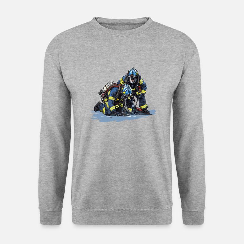Feuerwehrmann in Aktion - Helden - Unisex Pullover - Weißgrau meliert