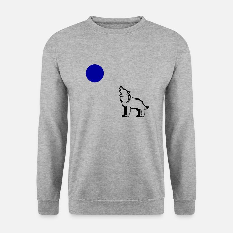 wolf vollmond - Unisex Pullover - Weißgrau meliert